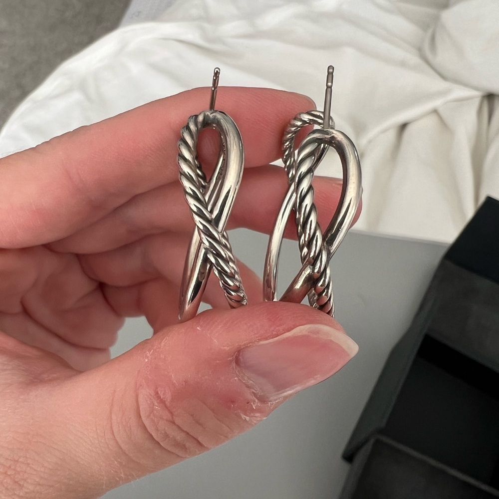 Authentic David Yurman Crossover Hoop Sterling Silver 33.7mm